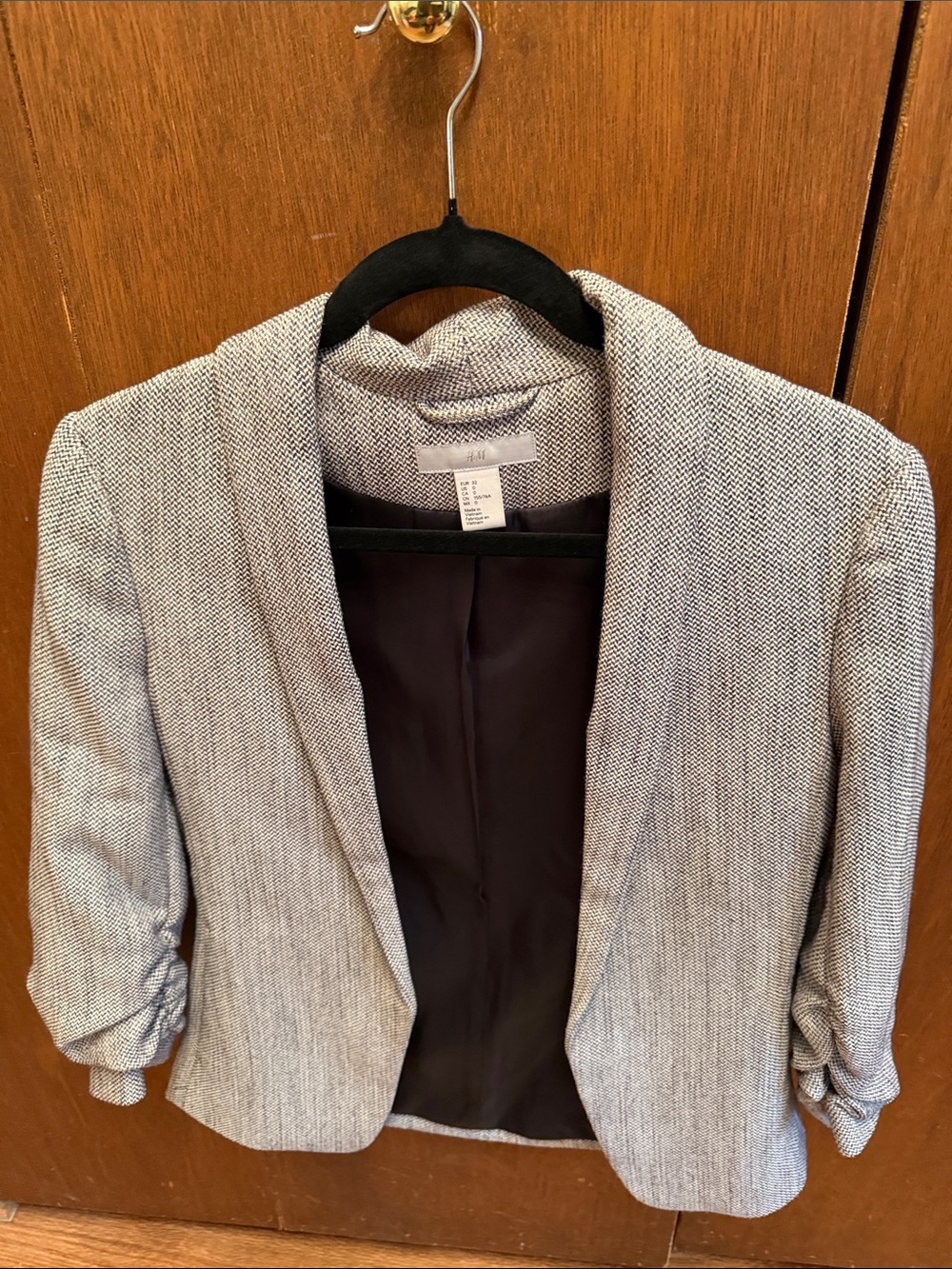 H&M Light Gray Open-Front Textured Blazer